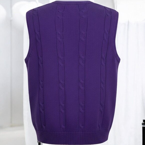 Southpole Purple Cable Knit Sweater Vest V Neck Y2K Street Preppy Size Large - Picture 4 of 8